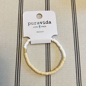 Pura Vida White & Tan Stacked Disk Bracelet